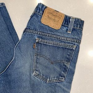 Orange tab vintage Levi’s , well worn, made in USA. Rare Levi’s 575 size 34/32